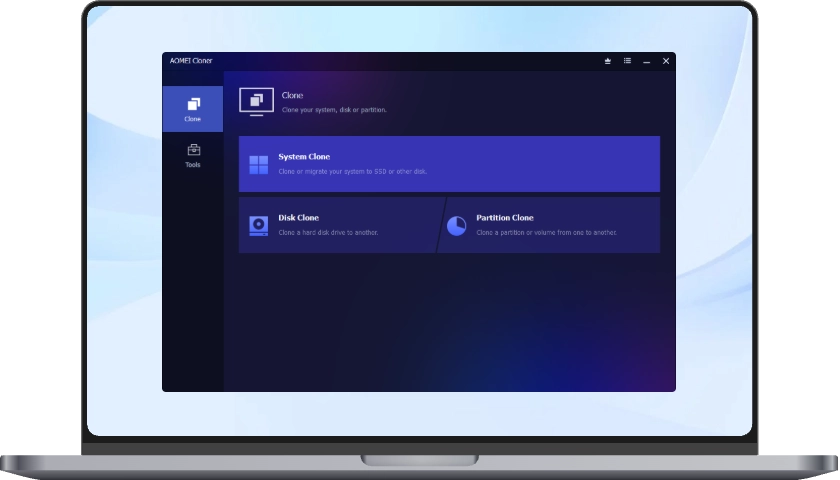 aomei cloner interface