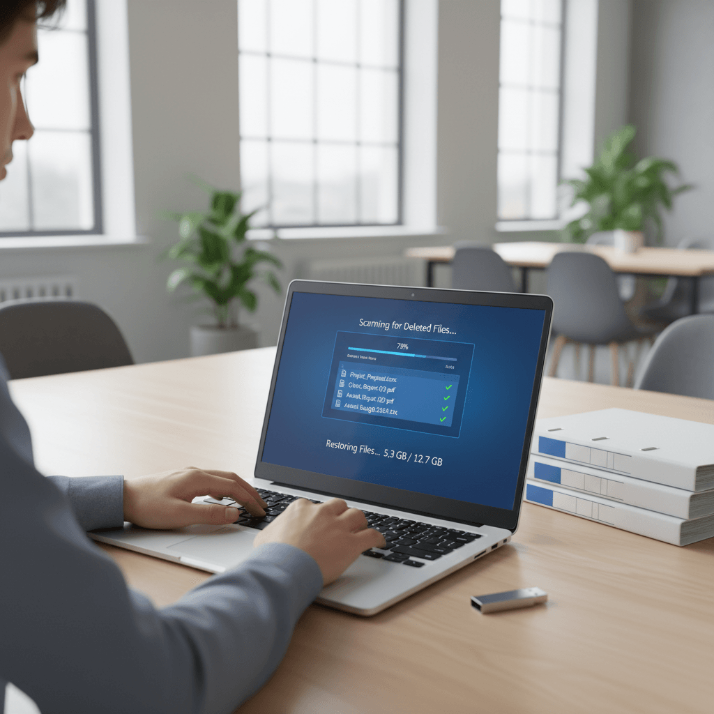 AOMEI FastRecovery esegue la scansione dei file eliminati su un laptop