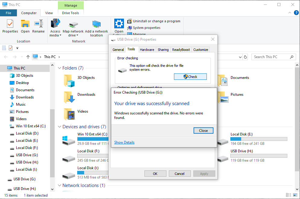 Passaggi di controllo errori di Windows per un'unità USB